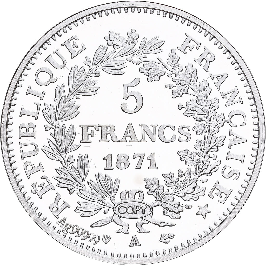 France, Médaille, Reproduction de la 5 Francs Camélinat 1871, Argent, FDC