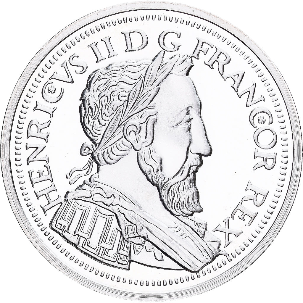 France, Medal, Reproduction du Teston au Croissant, Henri II, Silver, MS(65-70)