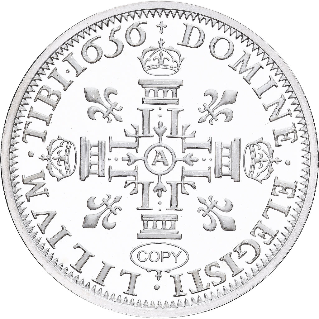 Francia, medaglia, Reproduction du Lis d'Argent 1656 Paris, Louis XIV, Argento