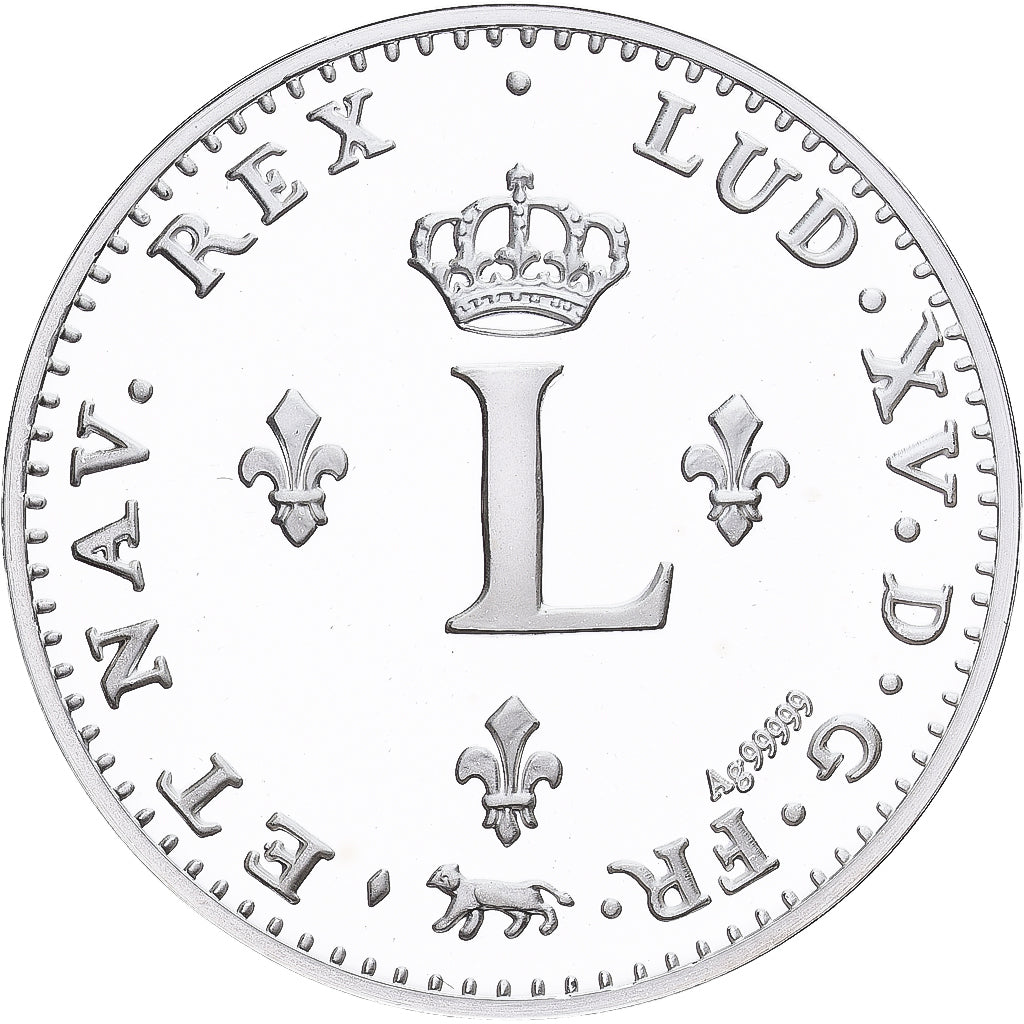 França, medalha, Reproduction du Double Sol 1739, Louis XV, Prata, MS(65-70)