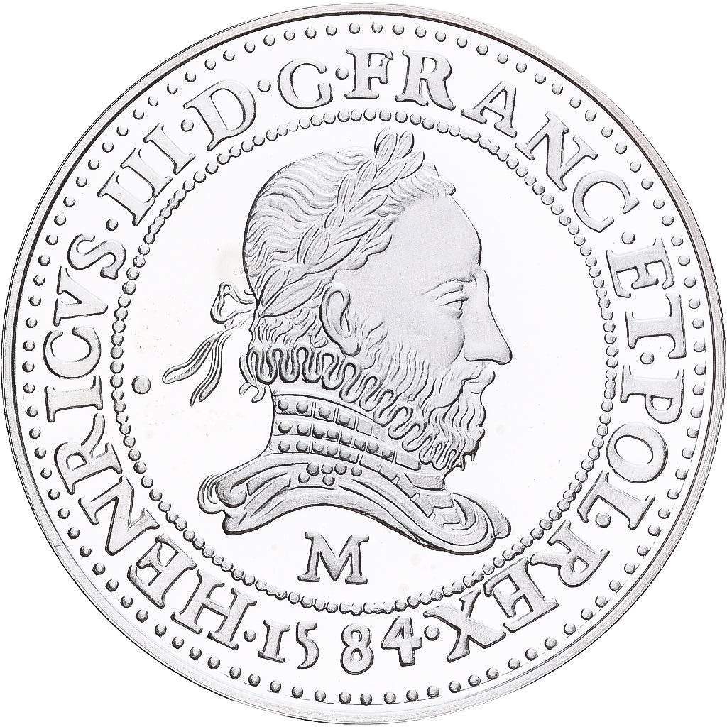 França, medalha, Reproduction du Franc au Col Fraisé, Henri III, Prata