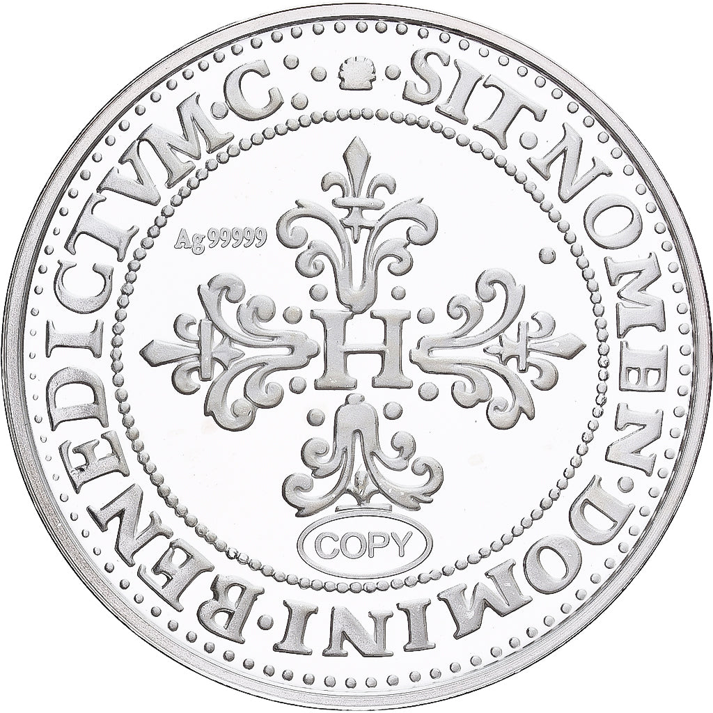 França, medalha, Reproduction du Franc au Col Fraisé, Henri III, Prata