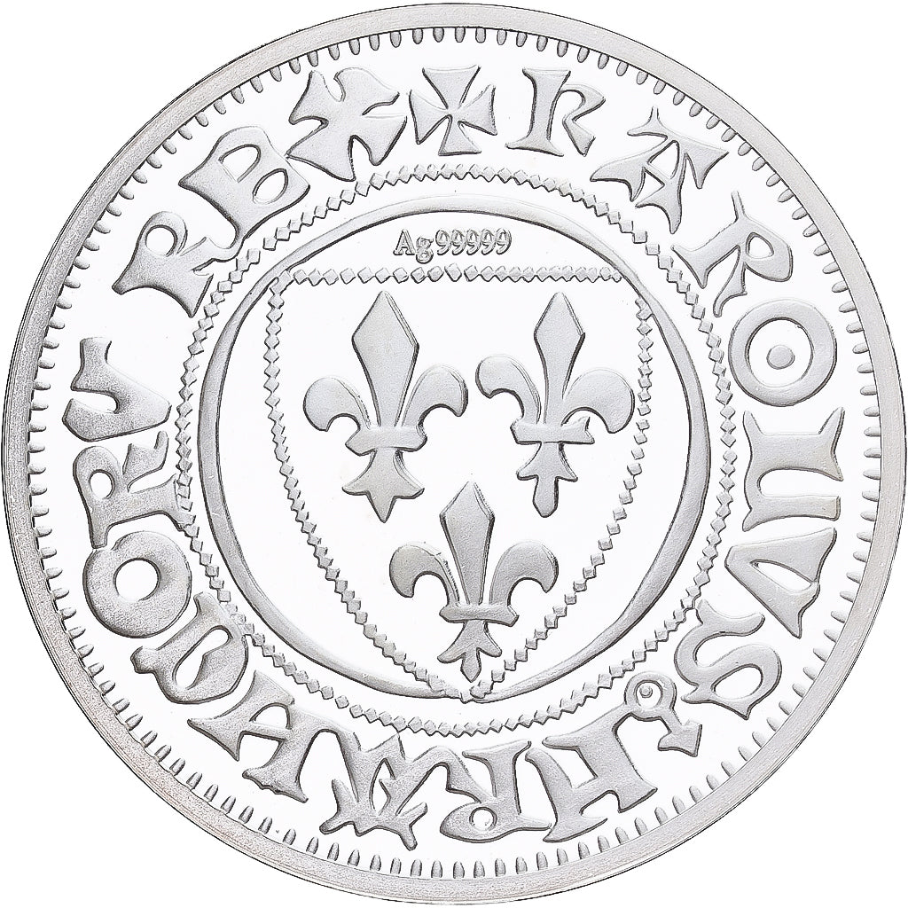France, Medal, Reproduction du Blanc Guénard, Charles VI, Silver, MS(65-70)