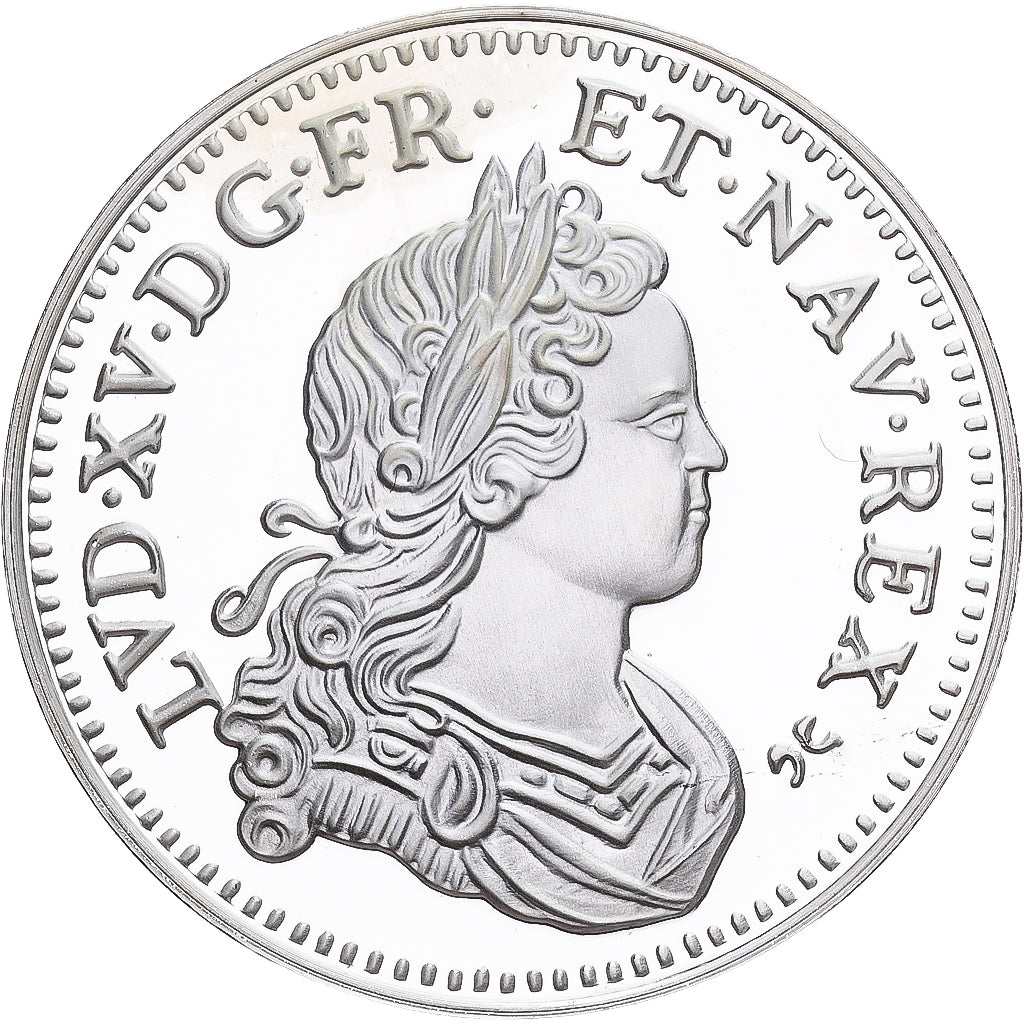França, medalha, Reproduction de l'Ecu de Navarre, Louis XV, Prata, MS(65-70)