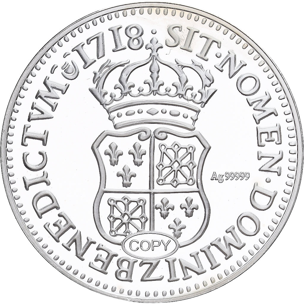 França, medalha, Reproduction de l'Ecu de Navarre, Louis XV, Prata, MS(65-70)