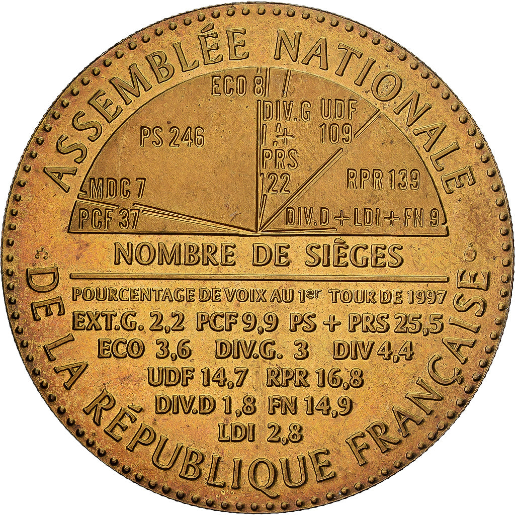 France, Medal, Elections Législatives, 1997, Gilt Bronze, MS(63)