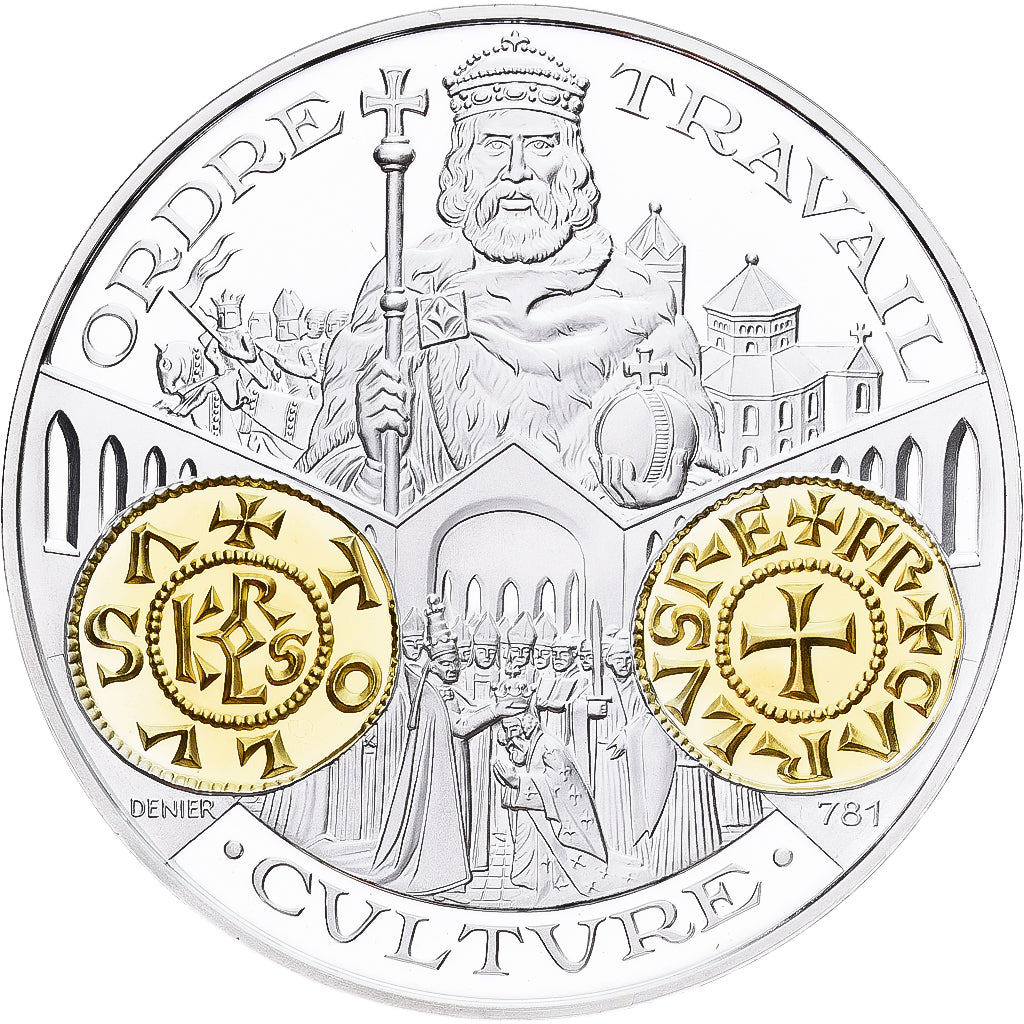 Francia, medalla, Histoire Monétaire, Denier Carolingien, Plata, FDC