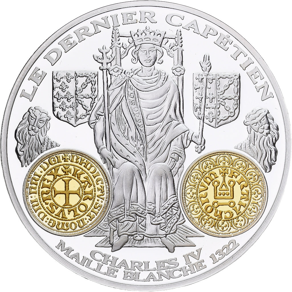 France, Medal, Histoire Monétaire, Charles IV, Maille Blanche, Silver