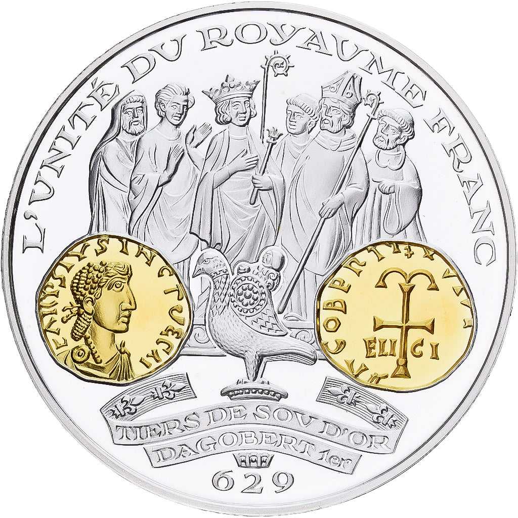 France, Medal, Histoire Monétaire, Tiers de Sou, Dagobert Ier, Silver