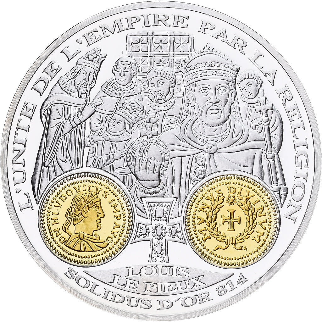 Francja, medal, Histoire Monétaire, Solidus d'Or, Louis Le Pieux, Srebro