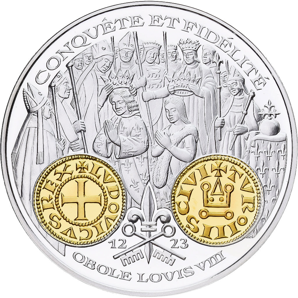 Frankreich, Medaille, Histoire Monétaire, Obole Louis VIII, Silber, STGL