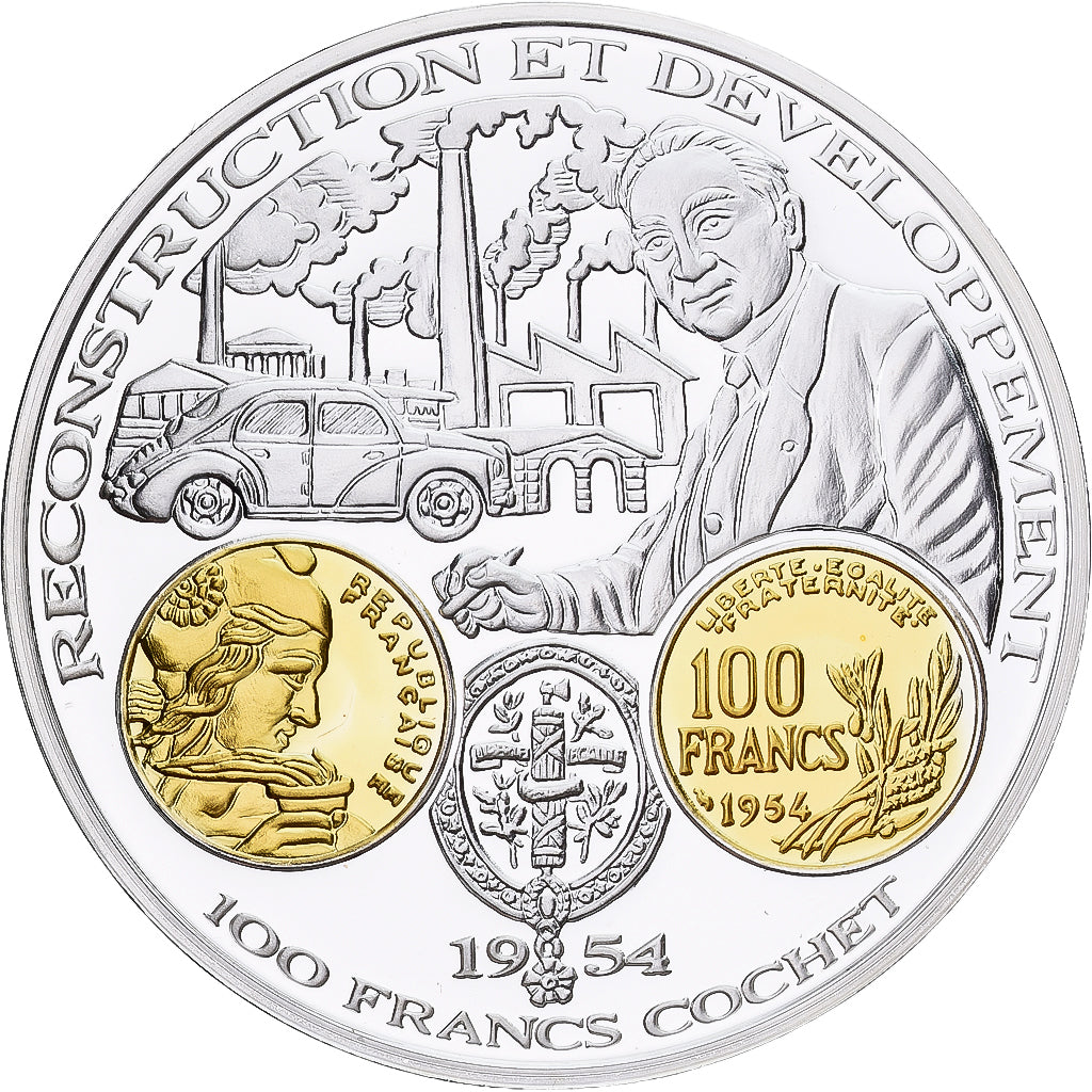 Frankreich, Medaille, Histoire Monétaire, 100 Francs Cochet, Silber, STGL
