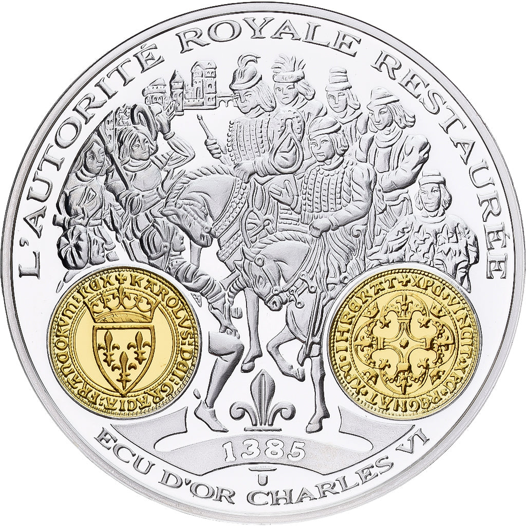 Frankreich, Medaille, Histoire Monétaire, Ecu d'Or Charles VI, Silber, STGL