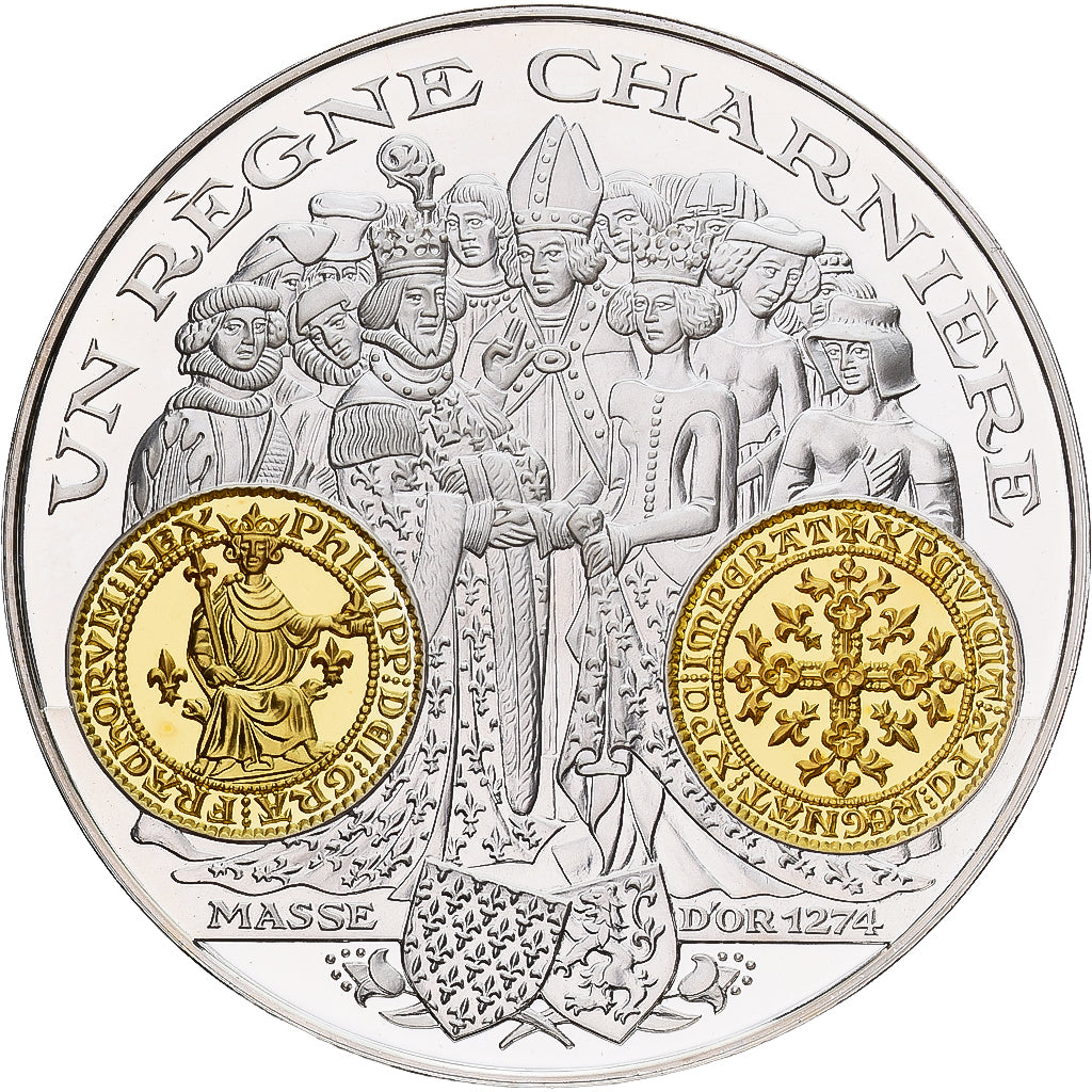 France, Medal, Histoire Monétaire, Masse d'Or, Silver, MS(65-70)