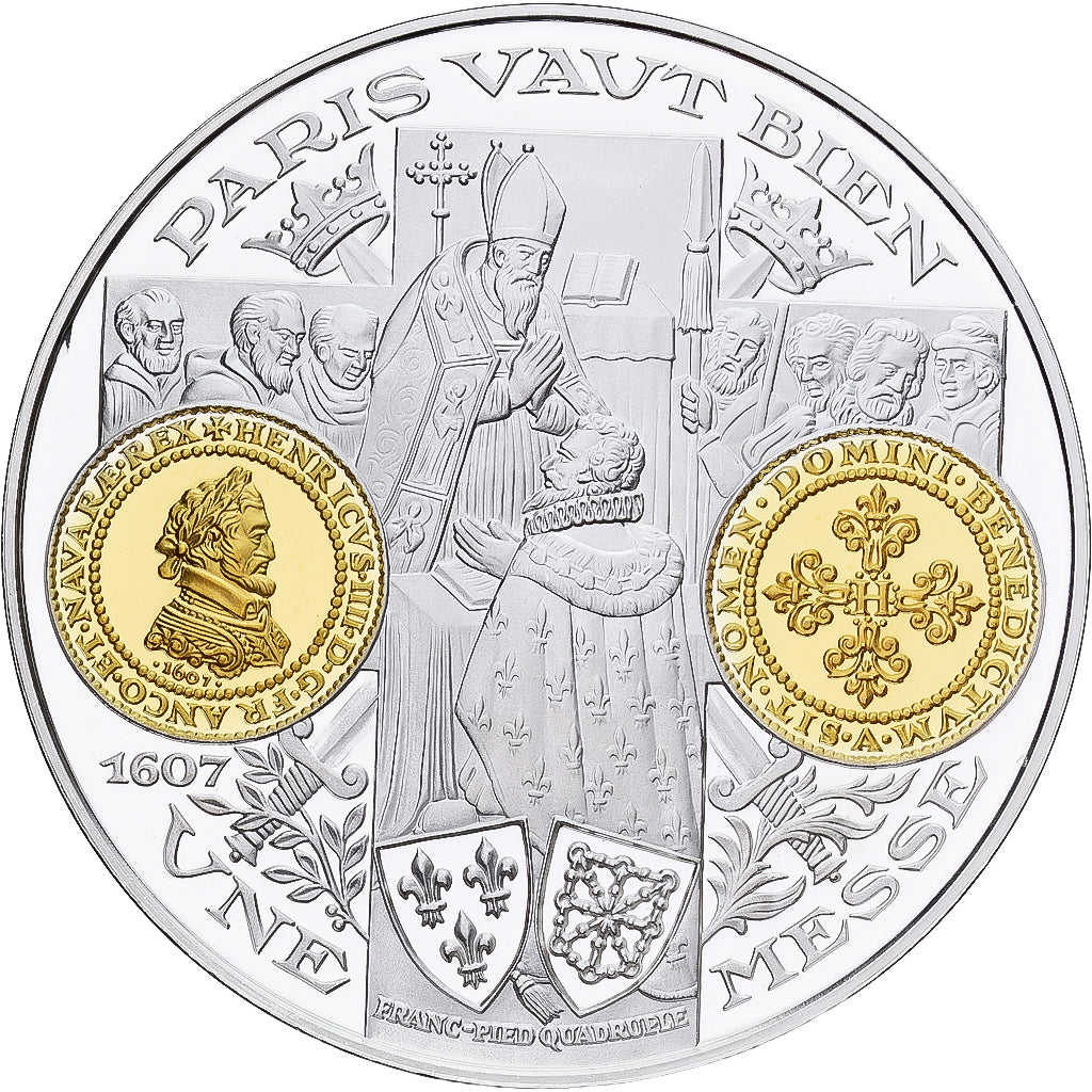 France, Medal, Histoire Monétaire, Franc-Pied Quadruple, Silver, MS(65-70)