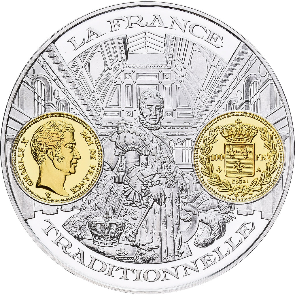 France, Médaille, Histoire Monétaire, 100 Francs or Essai Charles X, Argent