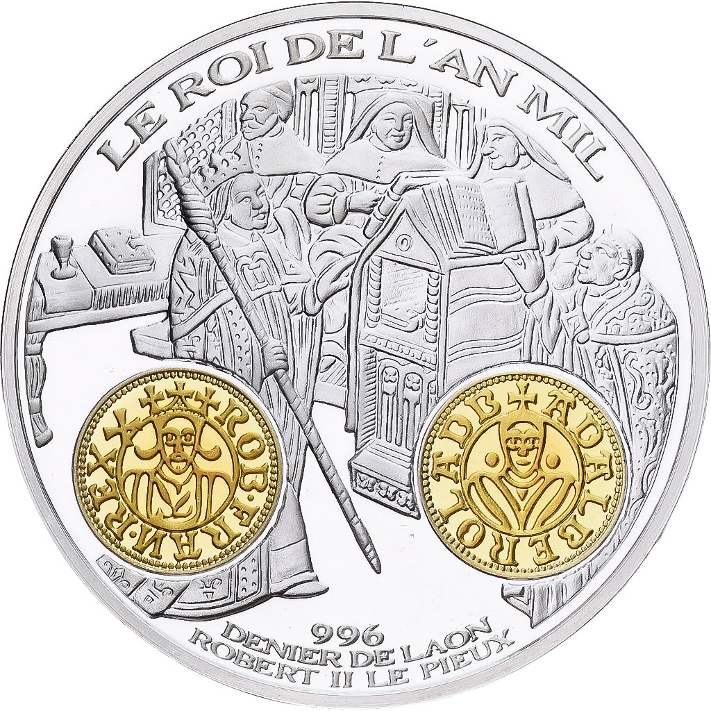 França, medalha, Histoire Monétaire, Denier de Laon, Robert II le Pieux