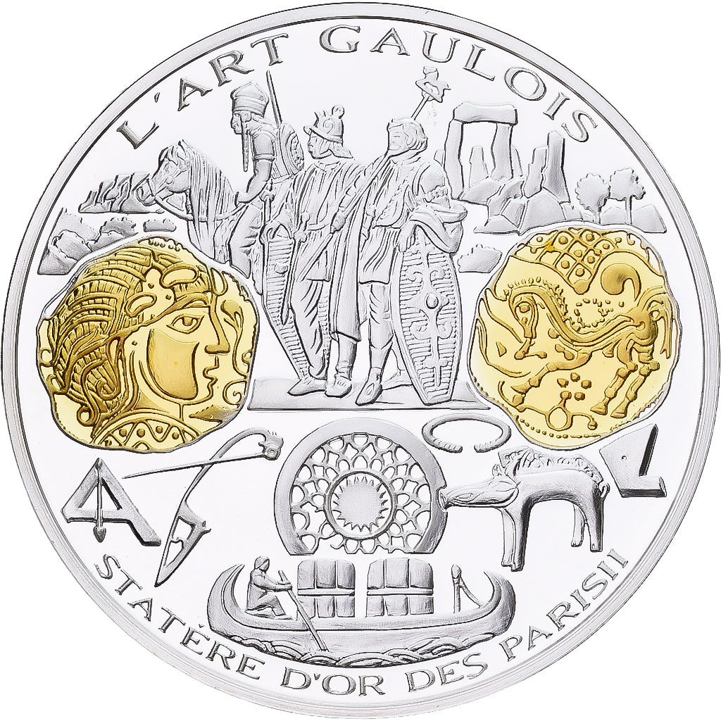 France, Medal, Histoire Monétaire, Statère d'Or des Parisii, Silver, MS(65-70)