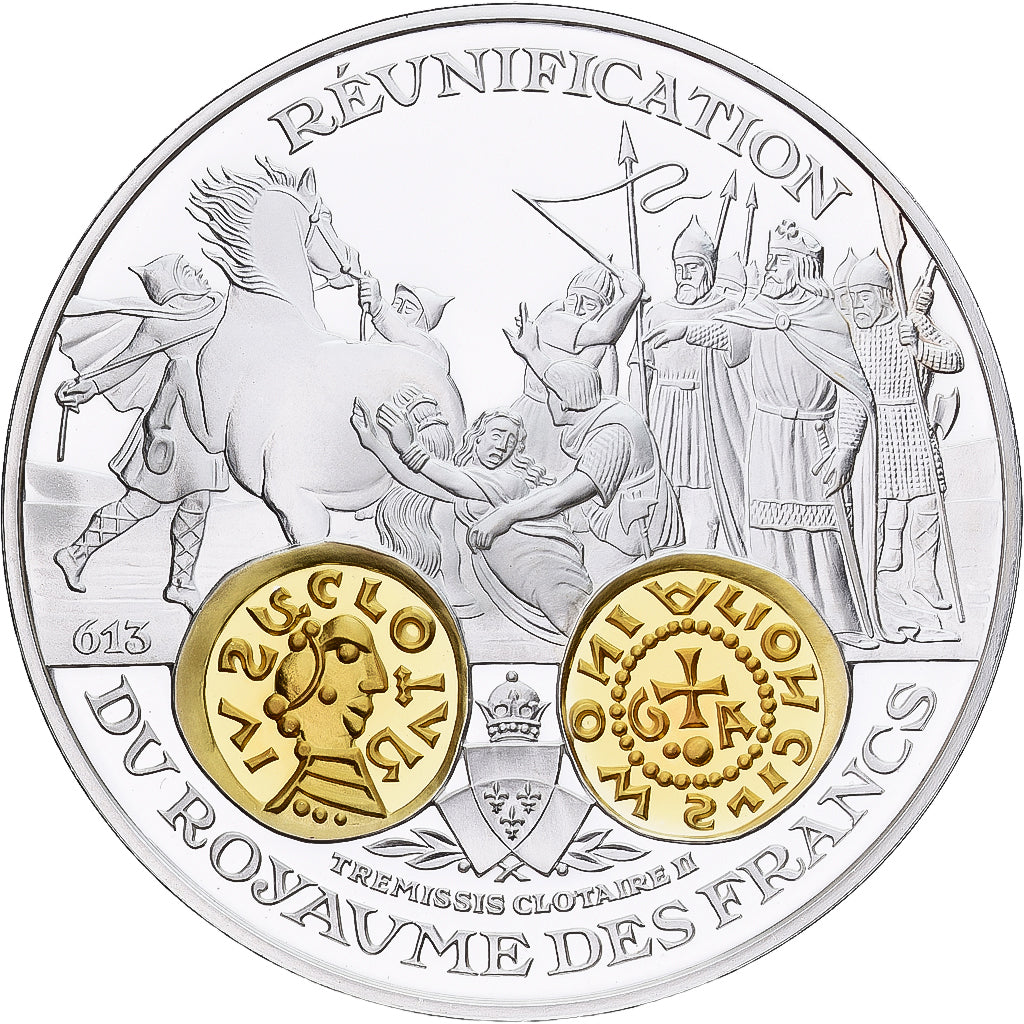 France, Medal, Histoire Monétaire, Trémissis, Clotaire, Silver, MS(65-70)