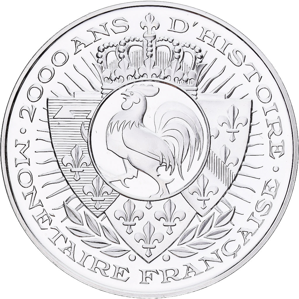França, medalha, Histoire Monétaire, Denier Charles II, Prata, MS(65-70)