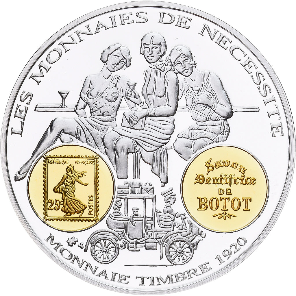 França, medalha, Histoire Monétaire, Les Monnaies de Nécessité, Prata