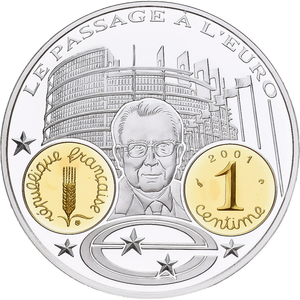 France, Medal, Histoire Monétaire, 1 Centime Epi, Silver, MS(65-70)