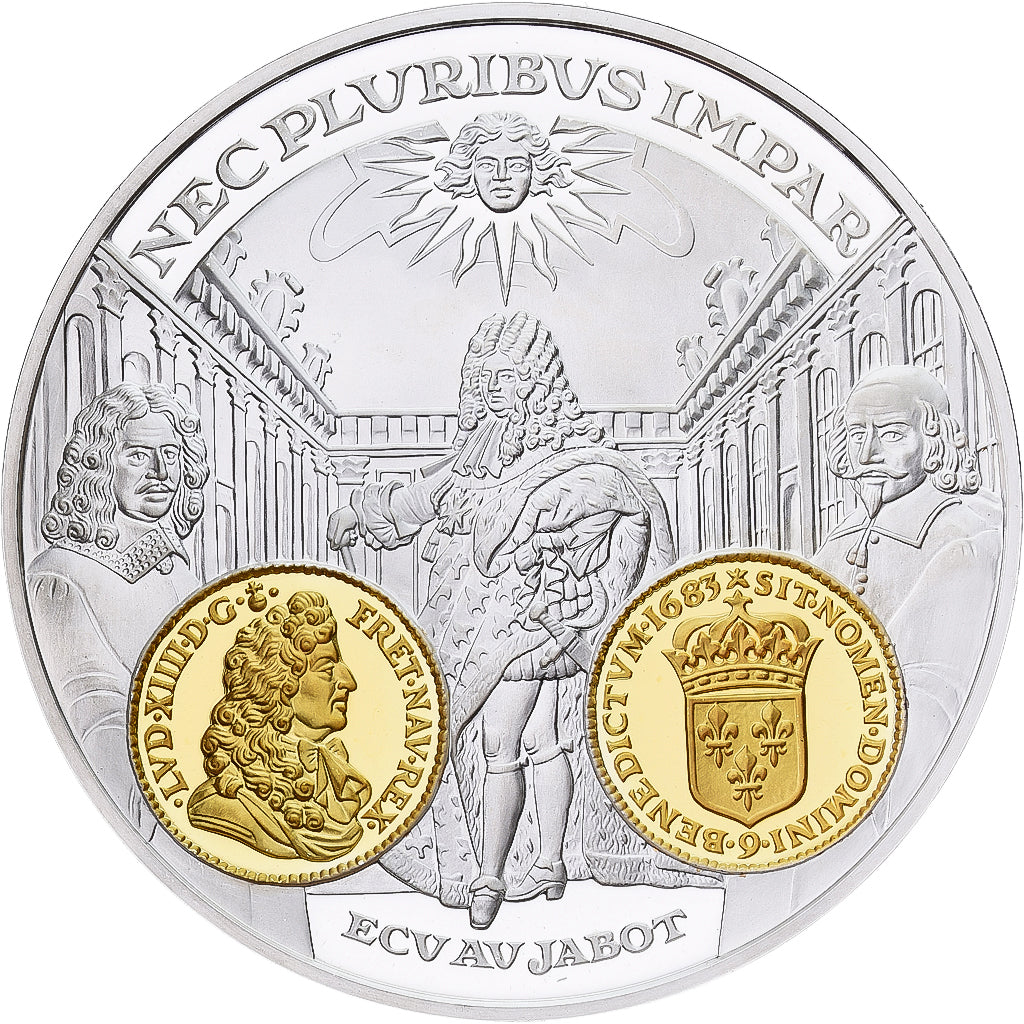 France, Medal, Histoire Monétaire, Ecu au Jabot, Louis XIV, Silver, MS(65-70)