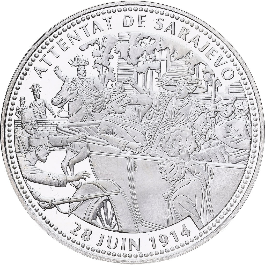 Francia, medalla, Première Guerre Mondiale, Attentat de Sarajevo, Plata, FDC