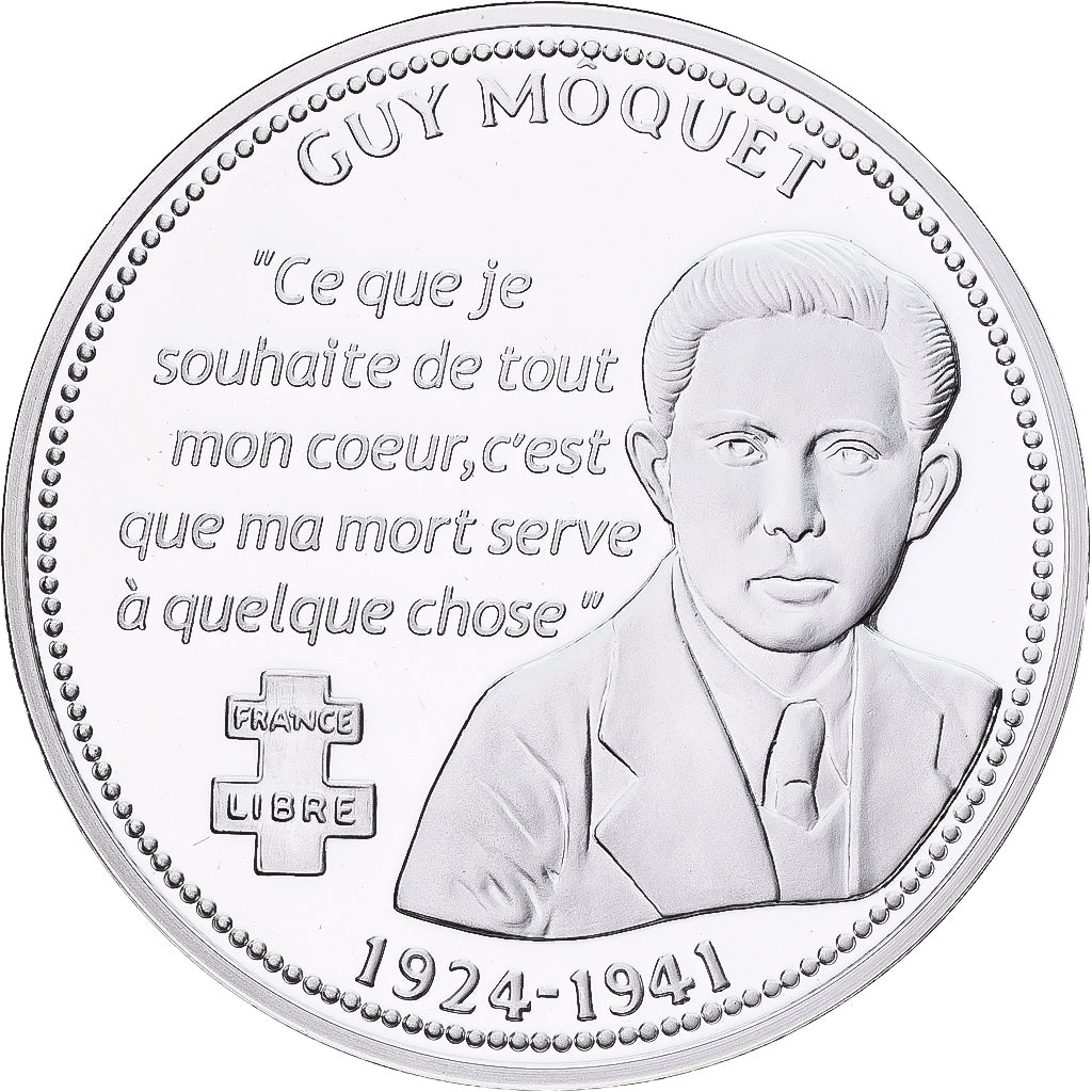 Francia, medalla, Seconde Guerre Mondiale, Guy Moquet, Plata, FDC