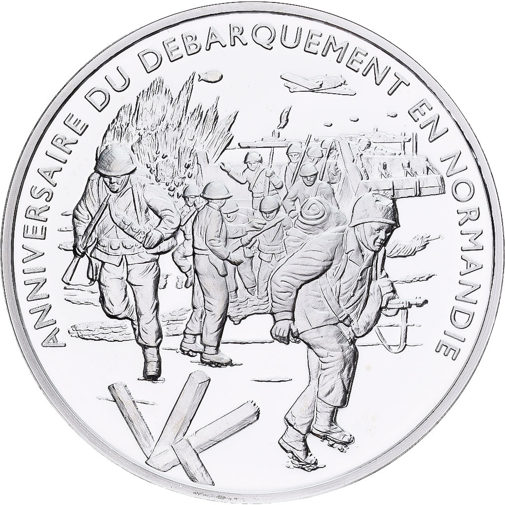 França, medalha, Anniversaire du Débarquement de Normandie, Prata, MS(65-70)
