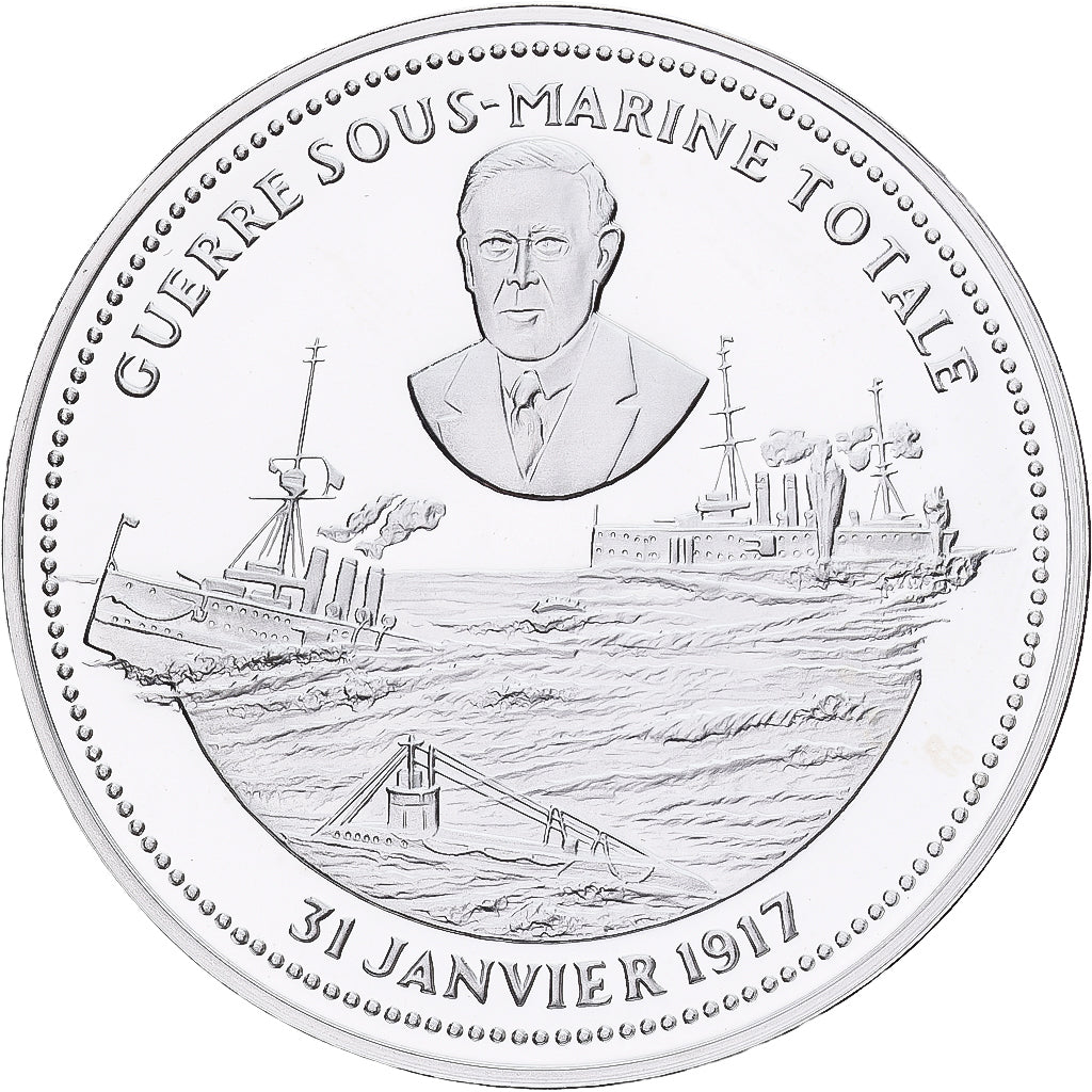 France, Medal, Guerre sous-marine Totale, Silver, MS(65-70)