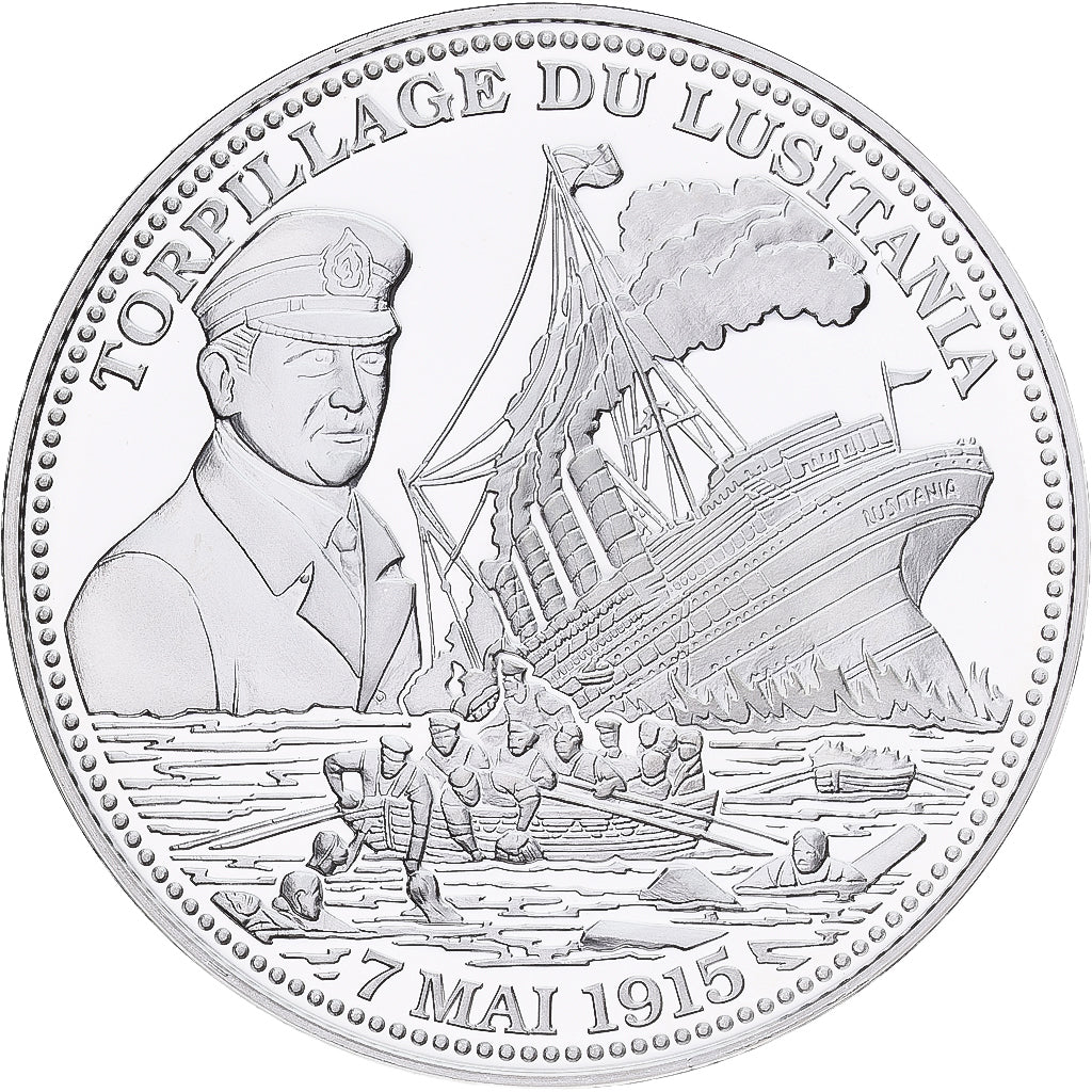 França, medalha, Torpillage du Lusitania, Prata, MS(65-70)
