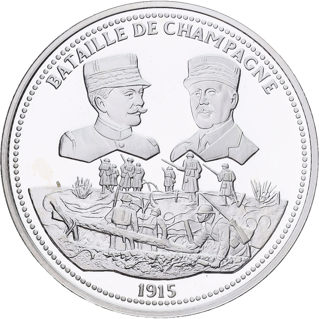 France, Medal, Bataille de Champagne, Mars et septembre 1915, Silver, MS(65-70)