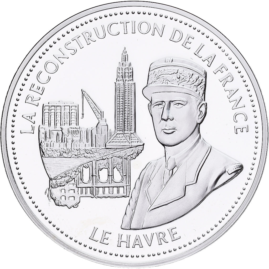 France, Medal, De Gaulle, La Reconstruction de la France, Silver, MS(65-70)