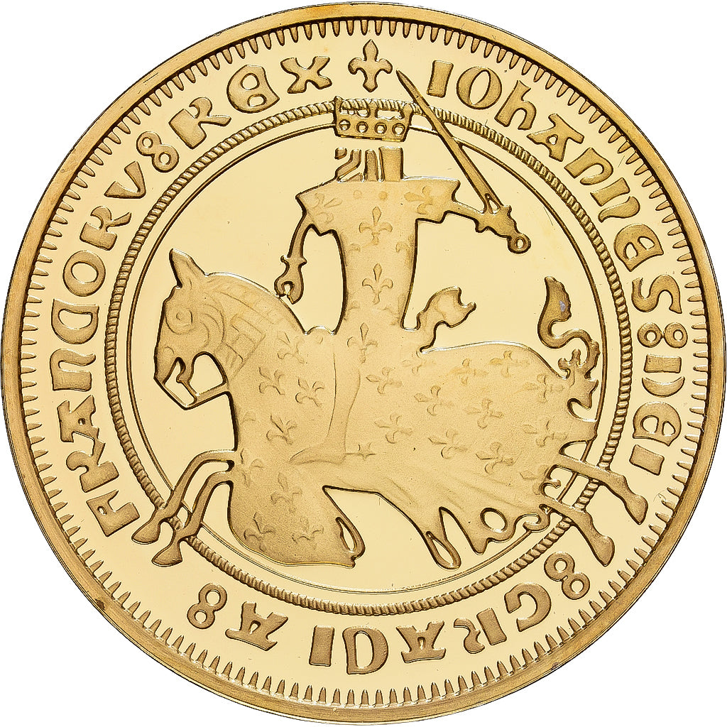 France, Medal, Reproduction du Franc à Cheval, Copper Gilt, Proof, MS(65-70)