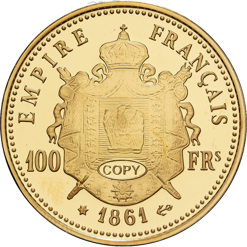 Francia, medalla, Reproduction de la 100 Francs Or Napoléon III 1861, Copper