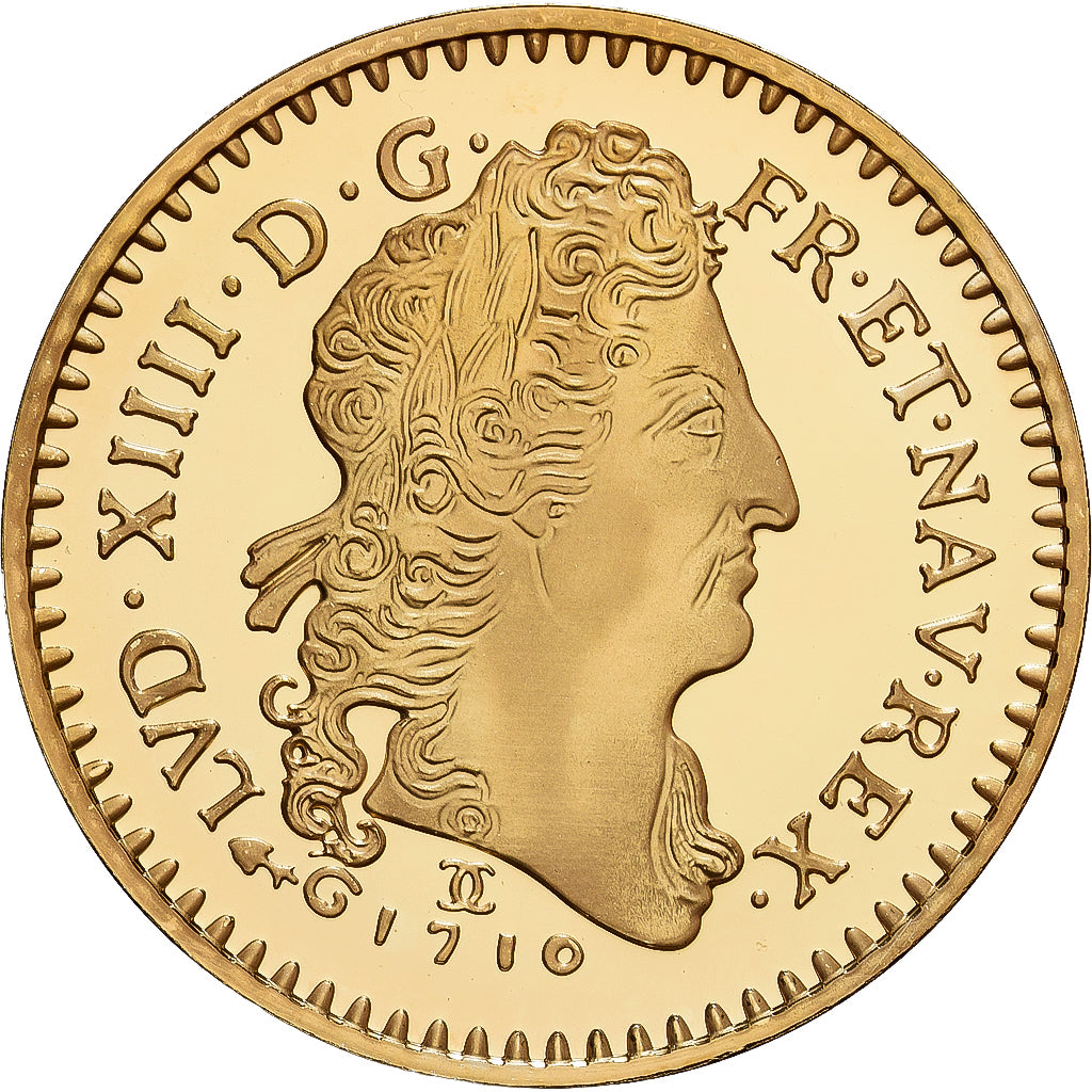 Francia, medalla, Louis XIV, Reproduction louis d'or 1710, Copper Gilt, Prueba