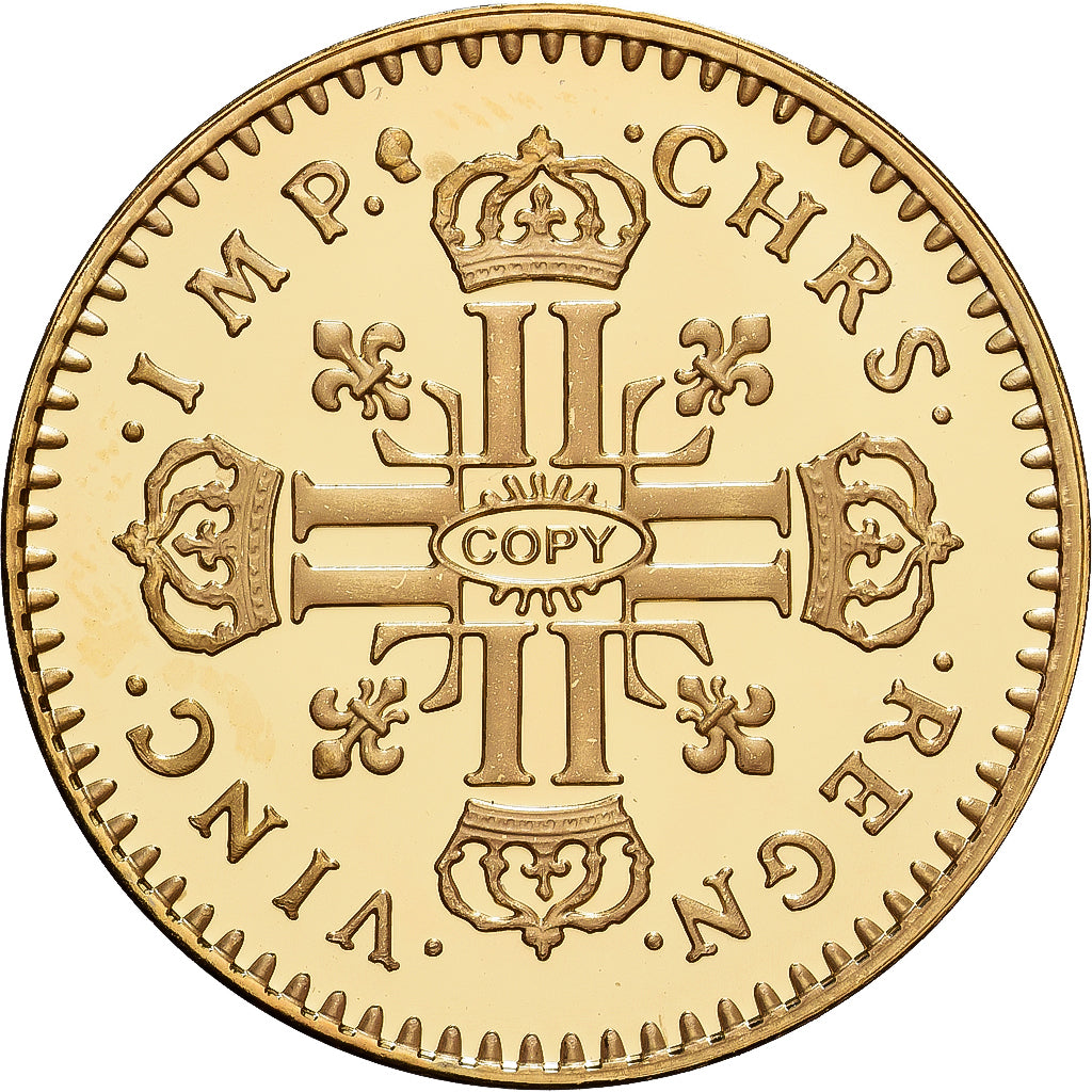 Francia, medalla, Louis XIV, Reproduction louis d'or 1710, Copper Gilt, Prueba