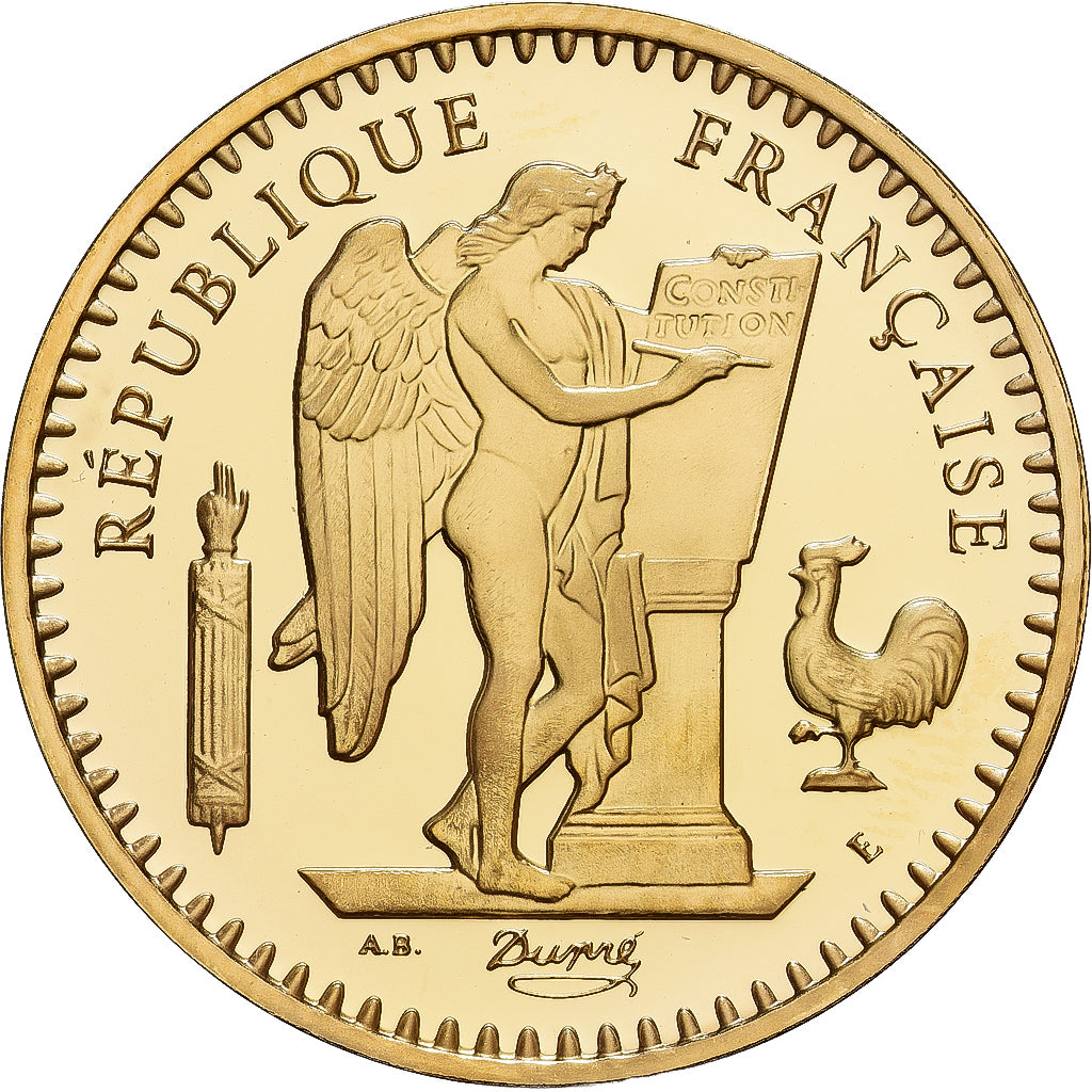Francia, medalla, Reproduction 50 Francs Génie 1878, Copper Gilt, Prueba, FDC