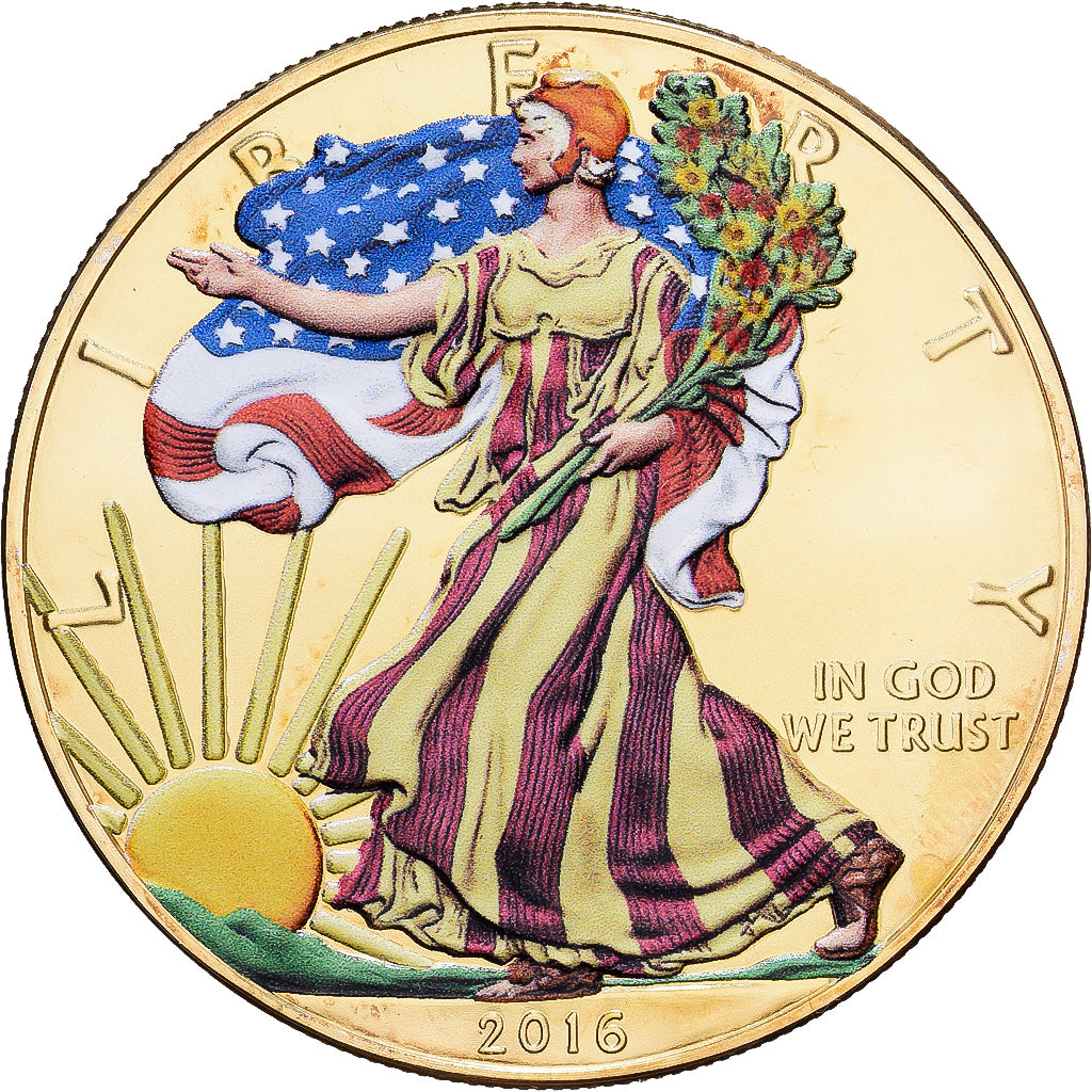 United States, 1 Dollar, 1 Oz, Silver Eagle, 2016, Philadelphia, Vermeil