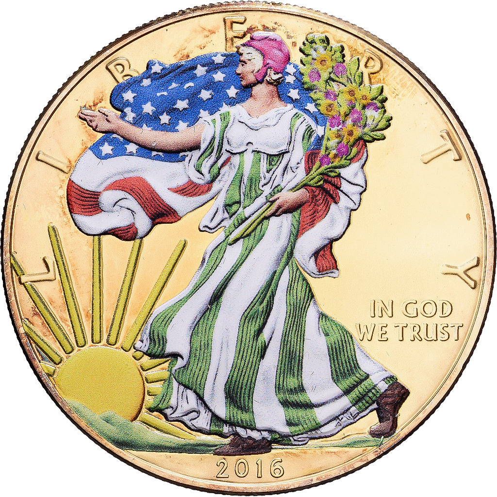 United States, 1 Dollar, 1 Oz, Silver Eagle, 2016, Philadelphia, Vermeil
