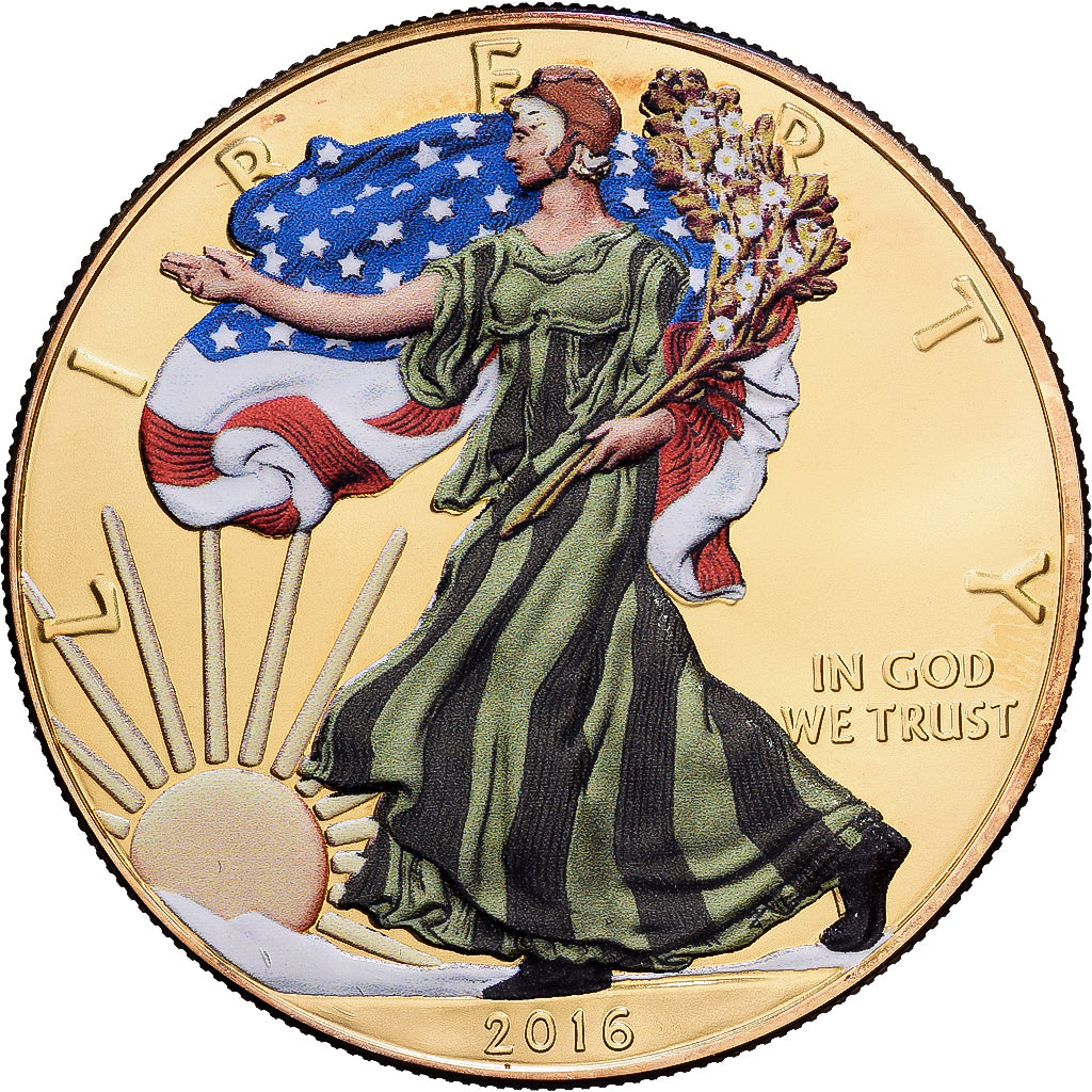 United States, 1 Dollar, 1 Oz, Silver Eagle, 2016, Philadelphia, Vermeil