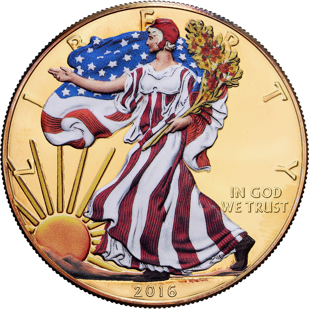 United States, 1 Dollar, 1 Oz, Silver Eagle, 2016, Philadelphia, Vermeil