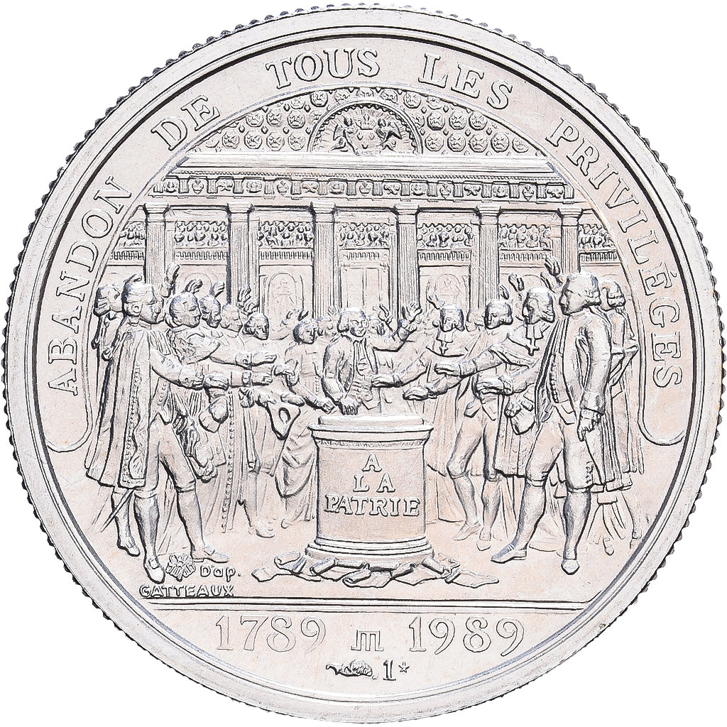 Francia, medaglia, Révolution française,Abandon des Privilèges, 1989