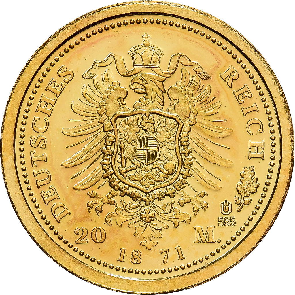 Francia, medalla, Réplique 20 Mark Wilhelm Ier 1871, 2009, Oro, FDC