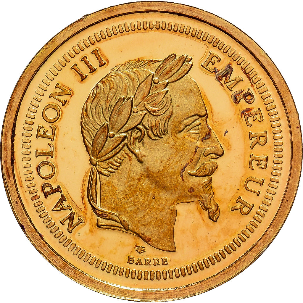 France, Medal, Réplique de la 100 Francs Or Napoléon III, Gold, MS(65-70)