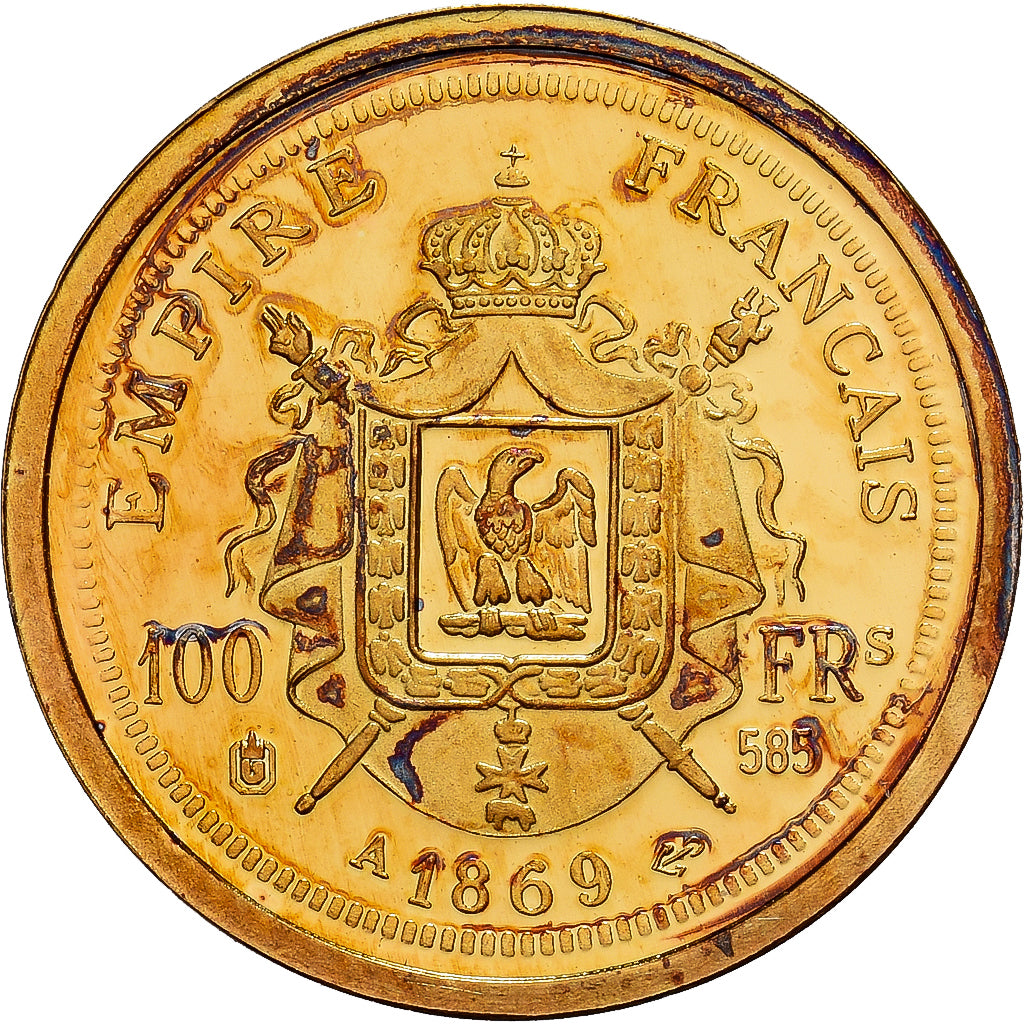 France, Medal, Réplique de la 100 Francs Or Napoléon III, Gold, MS(65-70)