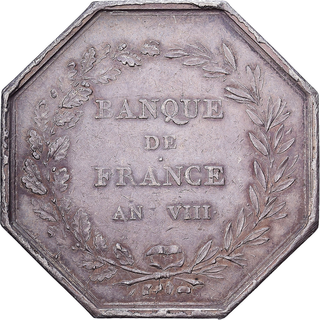 Francia, zeton, Banque de France, An VIII, Plata, Dumarest, MBC+