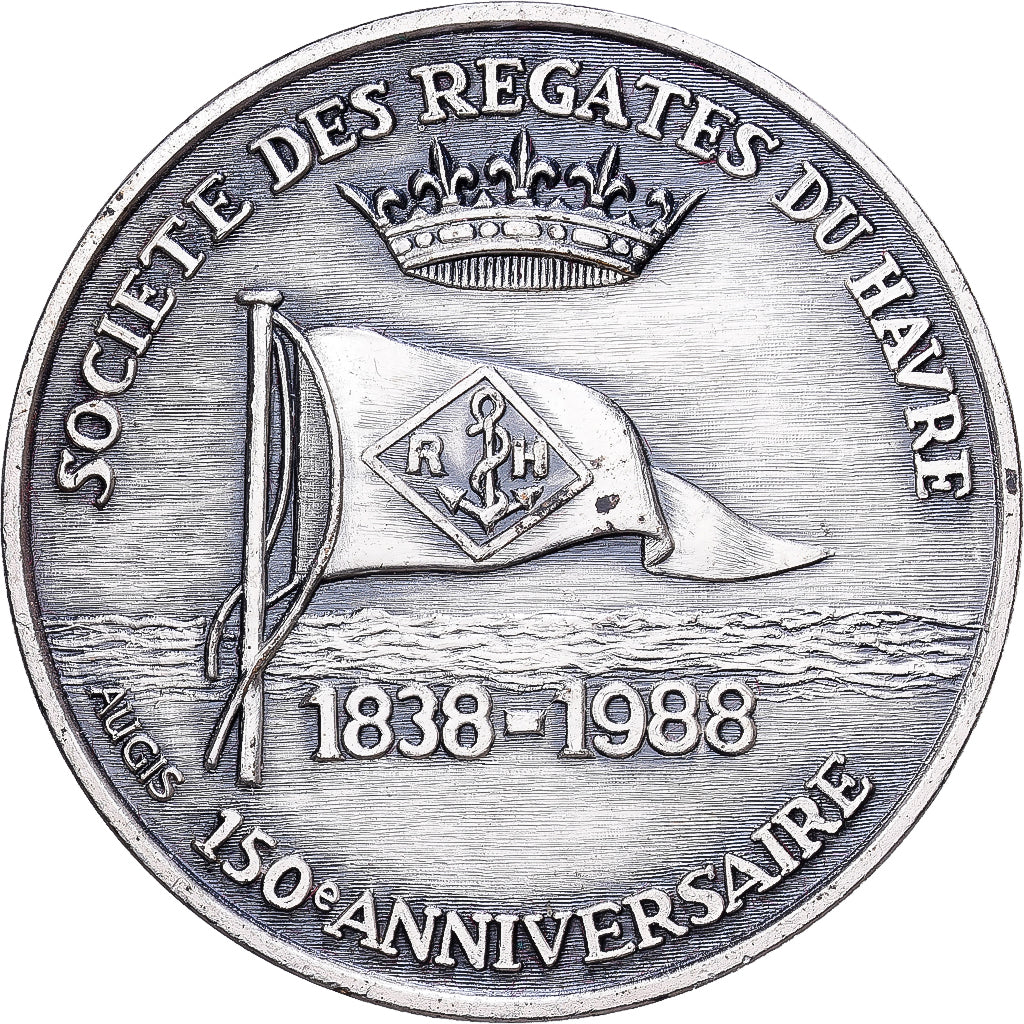France, Medal, Société des Régates du Havre, 150ème Anniversaire, Silvered