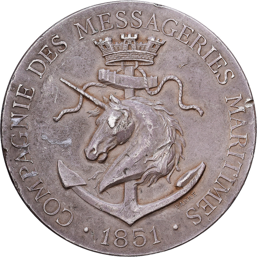 Francja, medal, Compagnie des Messageries Maritimes, 1851, Srebro, Barre